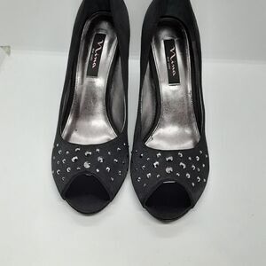 Nina Women's "Faviola" Satin Dress Shoes Size 10M Black Color